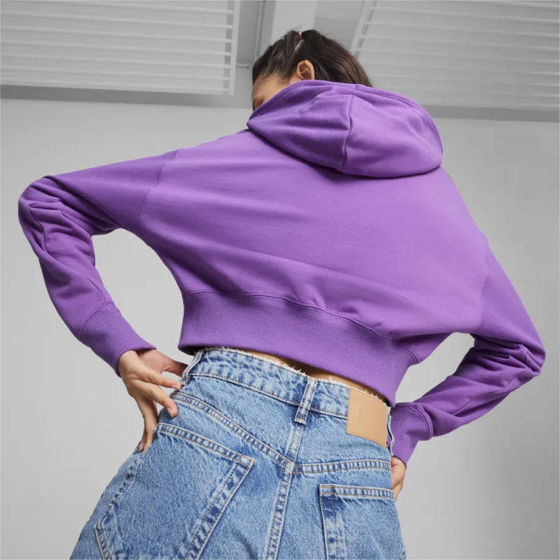 PUMA TEAM FOR THE FANBASE Cropped Hoodie TR Sweatshirt Women's Purple-2