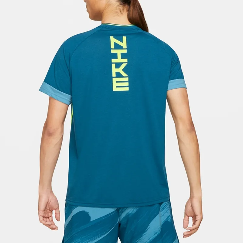 Nike Dri Fit T Shirts Men Netherlands Blue/Garden Blue/Neon Yellow-2