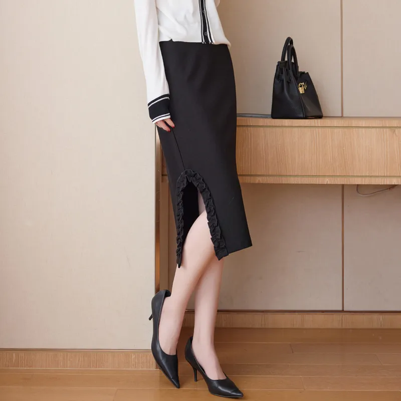 Mt Casual Long Skirts Women's Black-2