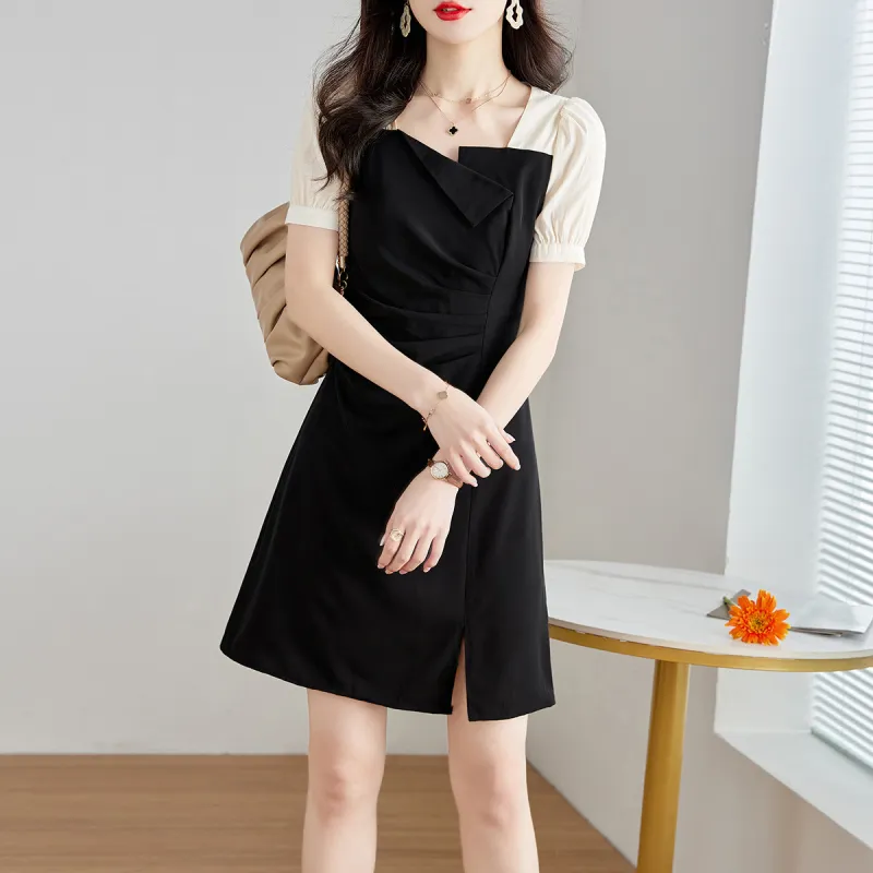 Still Quiet Short Sleeved Dresses Women's Navy Blue-2