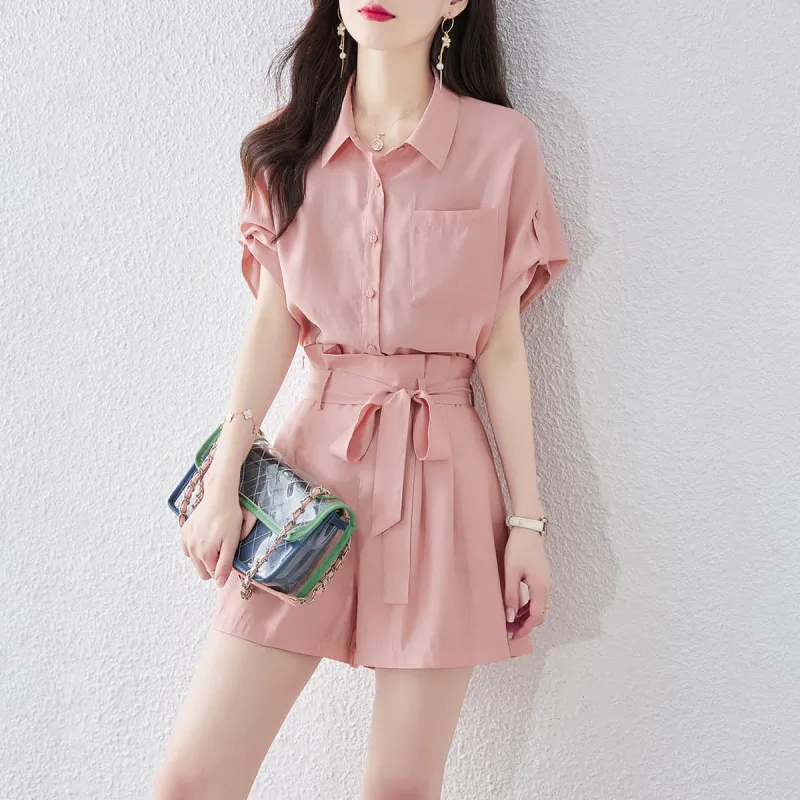 Still Quiet Shirt Matching Set Women's Pink-1