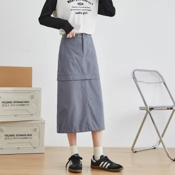 Tonlion Casual Long Skirt Women's Mist Gray