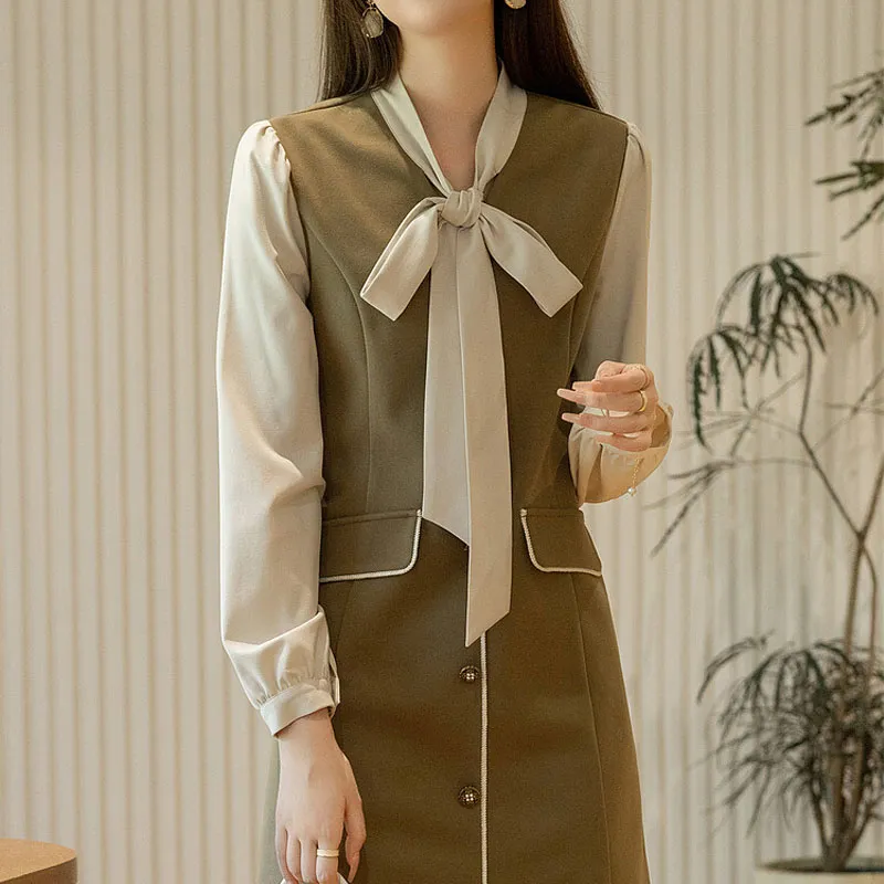 Dme Long Sleeved Dresses Women's Dark Khaki-2