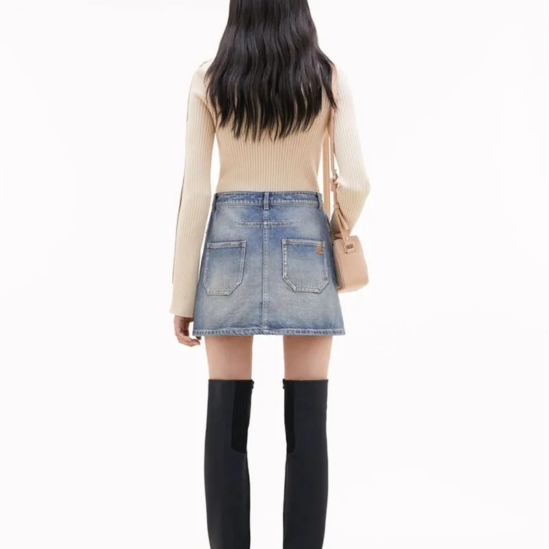 COURREGES Mockneck Rib Knit Sweater 'Sand'-1