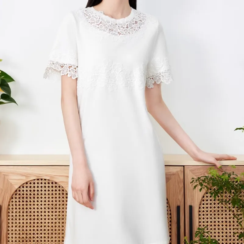 JZ Juzui Short Sleeved Dress Women's Ecru-1