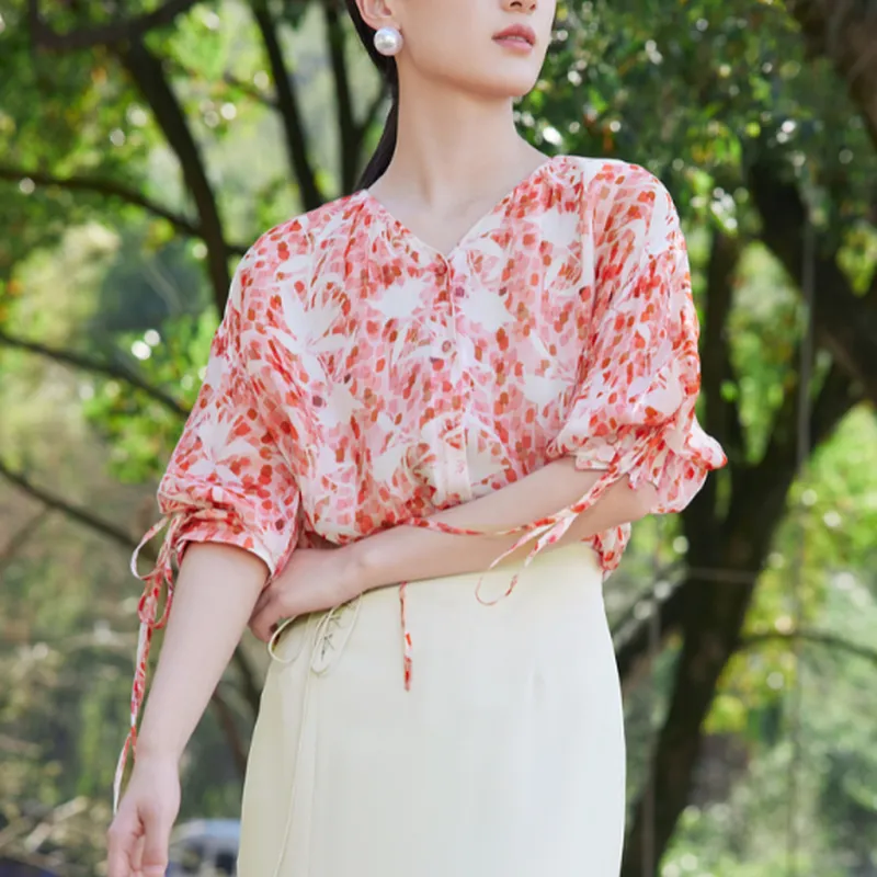 JZ Juzui Shirt Women's Floral Maroon-2