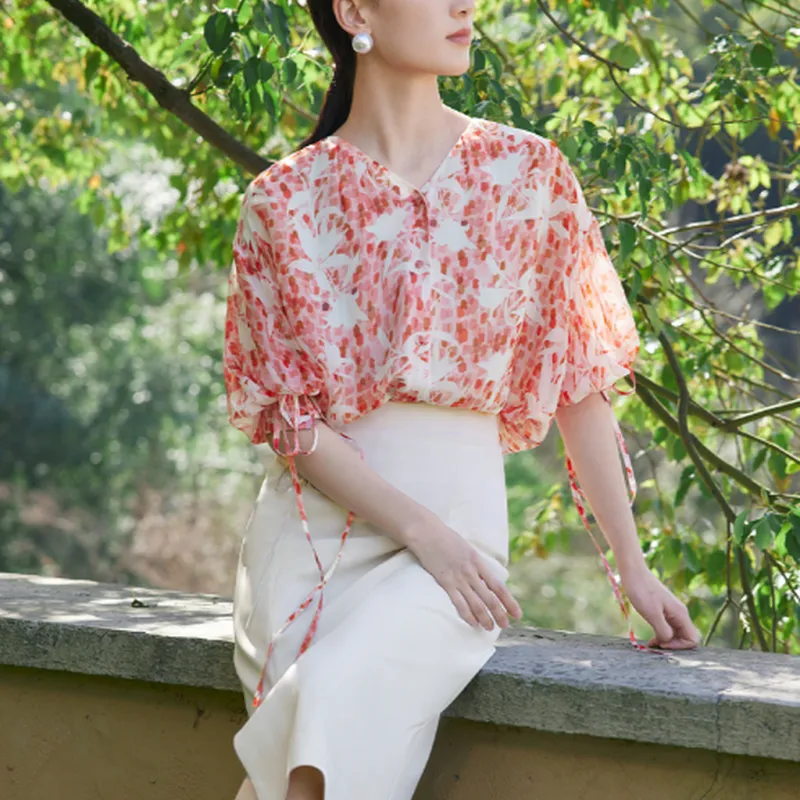 JZ Juzui Shirt Women's Floral Maroon-1
