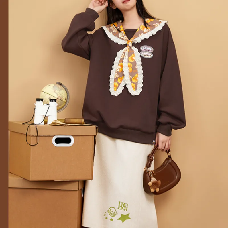 B.Duck Sweatshirt Women's Dark Coffee-2