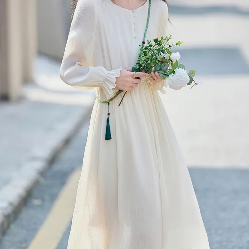 【dme】 Long Sleeved Dresses Women's Ecru-1
