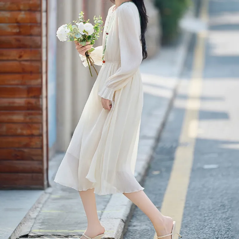 【dme】 Long Sleeved Dresses Women's Ecru-2