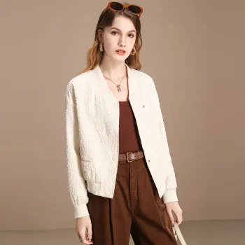FENHONGMALI Jackets Coats Women's Beige