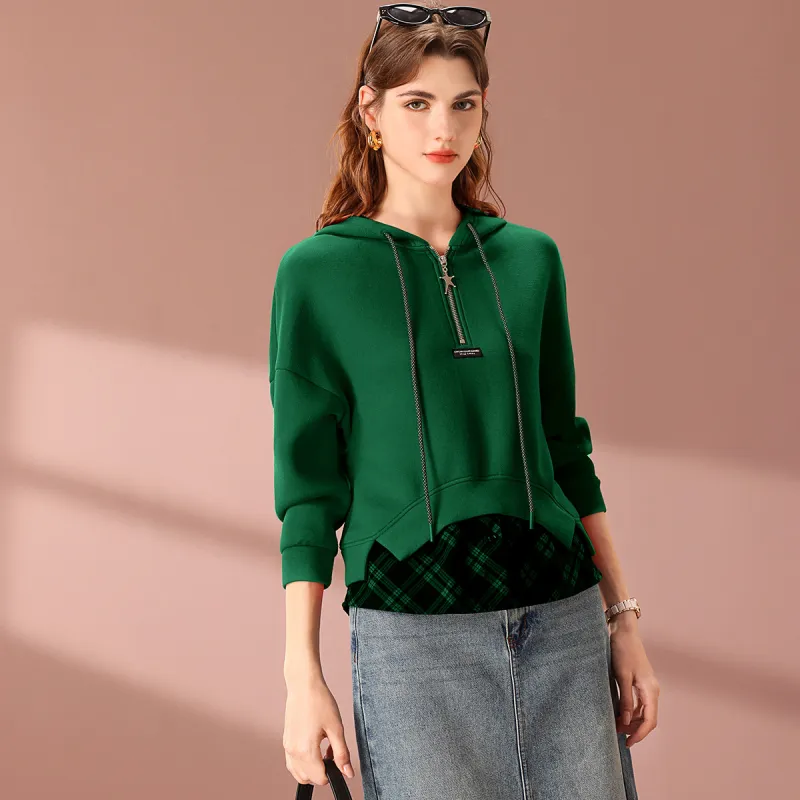 FENHONGMALI Sweatshirt Women's Green-2