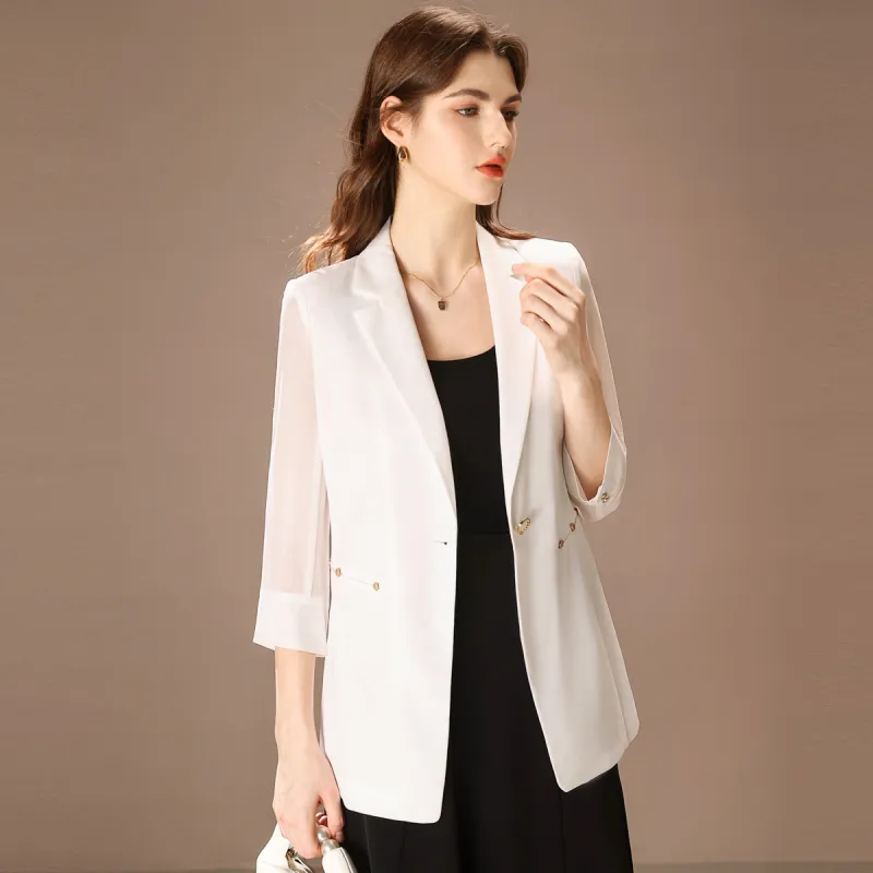 FENHONGMALI Business Suit Women's White-2