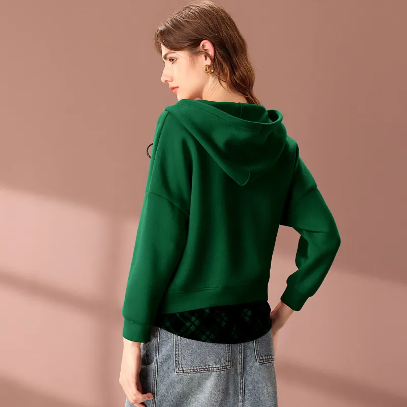 FENHONGMALI Sweatshirt Women's Green-3