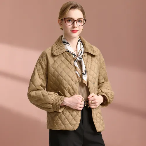 FENHONGMALI Puffer Jacket Women's Khaki