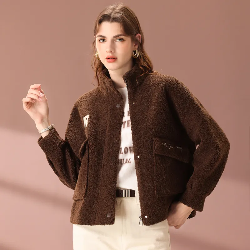 FENHONGMALI Velvet feel Coat Women's Coffee-2