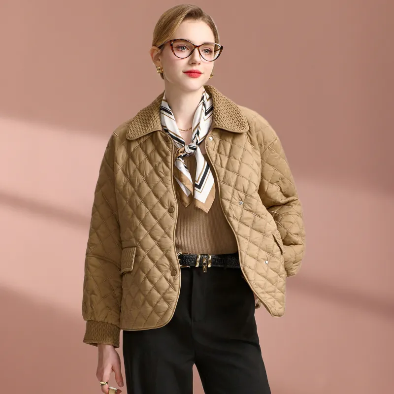 FENHONGMALI Puffer Jacket Women's Khaki-1