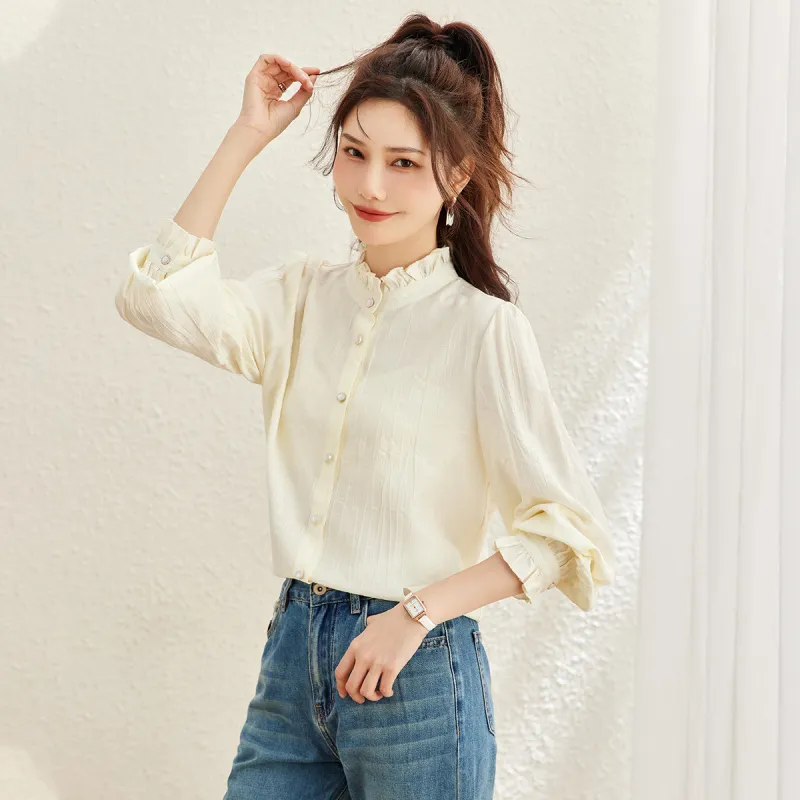 TERRE BLEUE Chiffon Shirts Women's Apricot-2