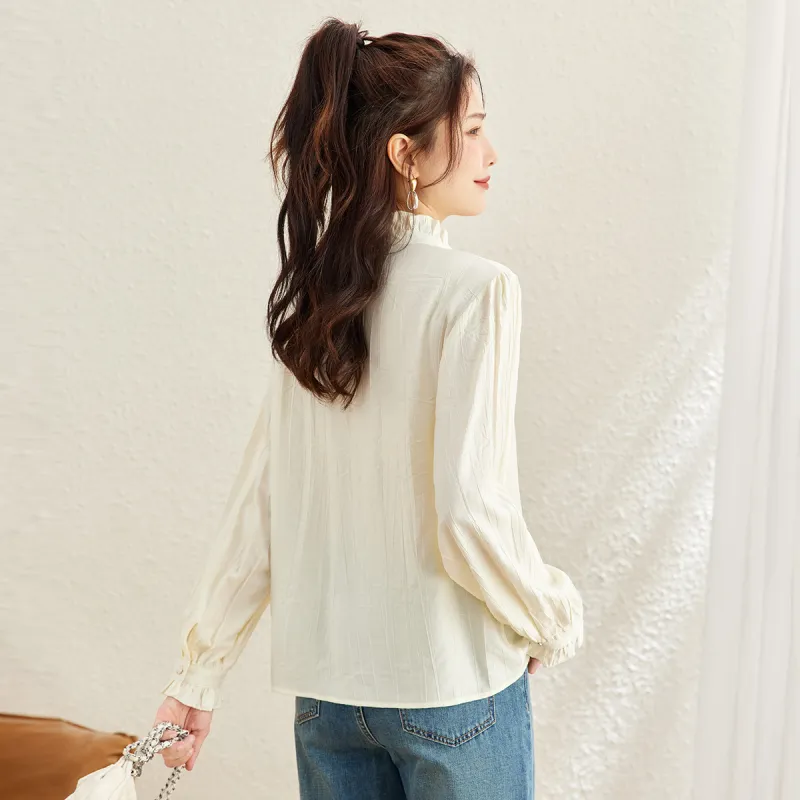 TERRE BLEUE Chiffon Shirts Women's Apricot-3