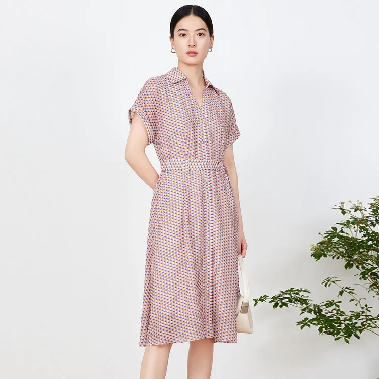 GIORZIO Short Sleeved Dress Women's Flower Orange Red-1