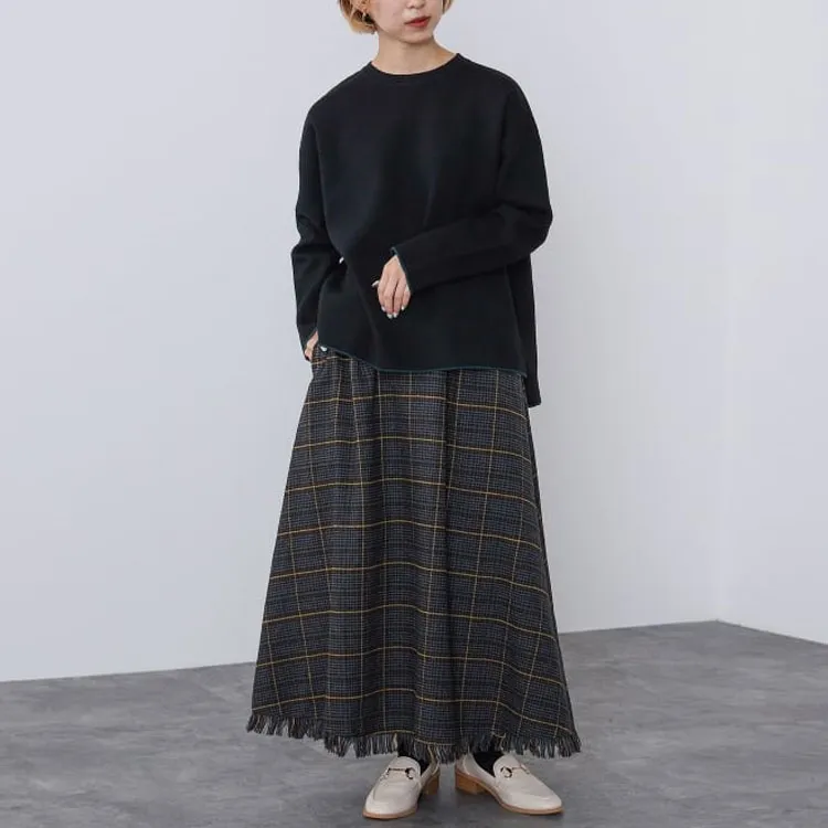 Beams Casual Long Skirt Women's Black-1