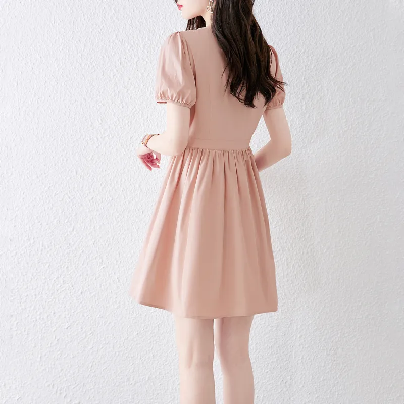 Still Quiet Short Sleeved Dress Women's Pink-1
