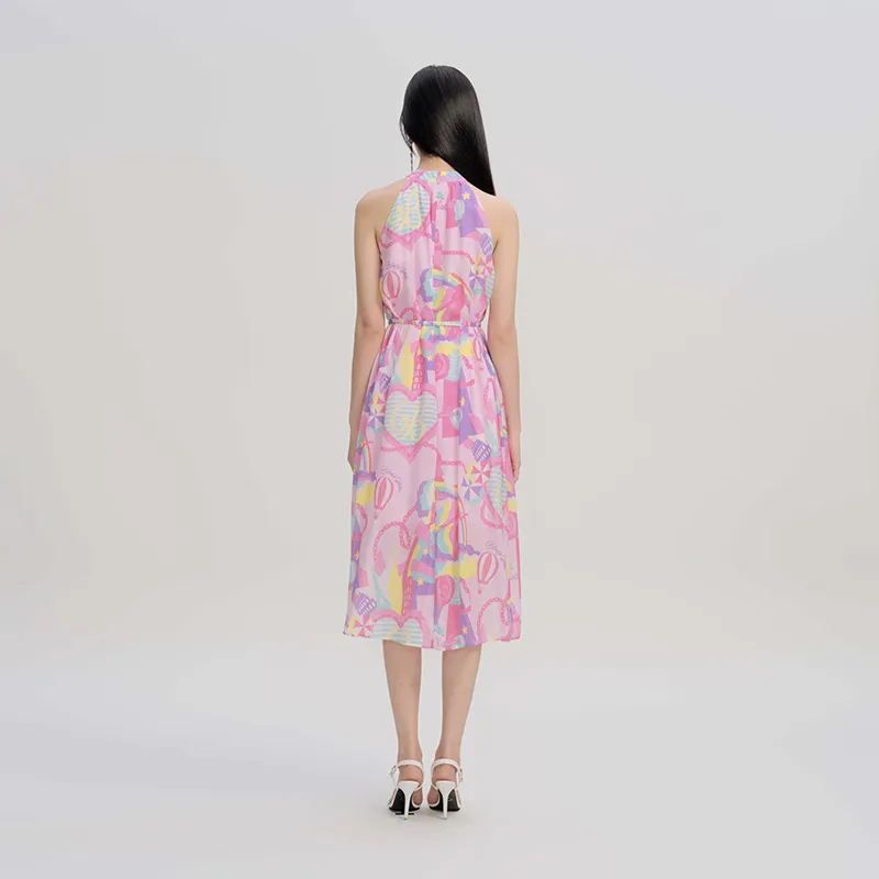 Blood Glitter Sleeveless Dress Women's Pink Flowers-2
