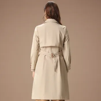 FENHONGMALI Trench Coat Women's Beige