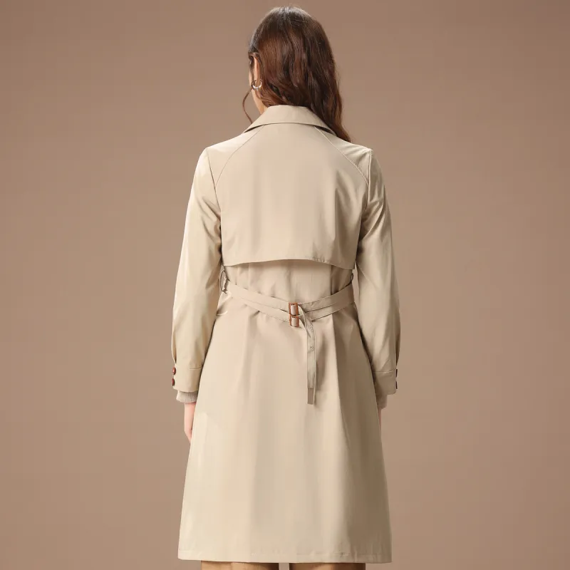 FENHONGMALI Trench Coat Women's Beige-0