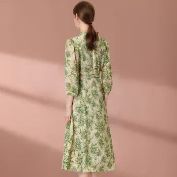 FENHONGMALI Long Sleeved Dresses Women's Green