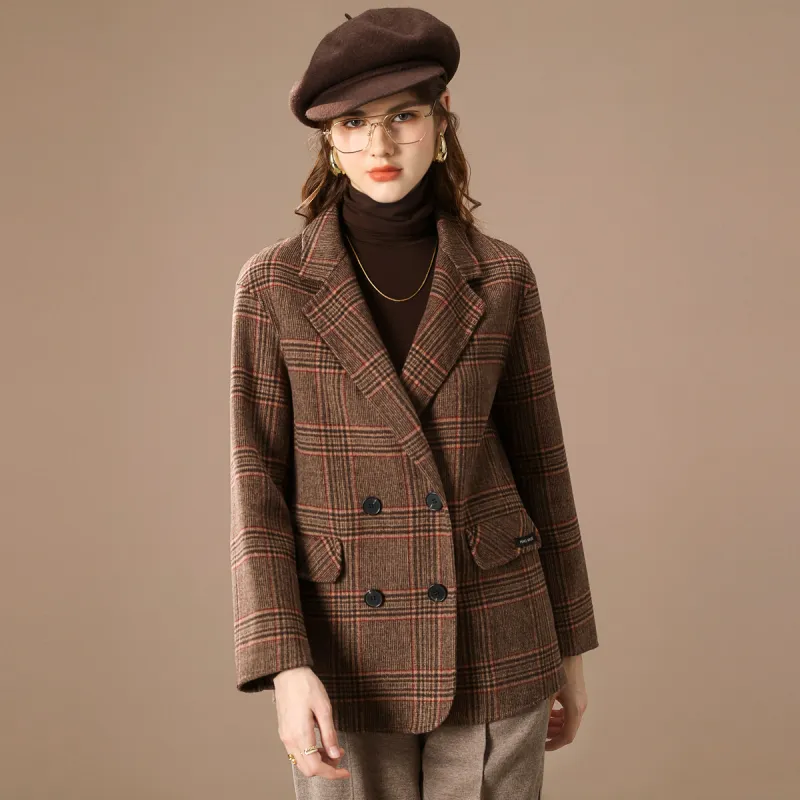 FENHONGMALI Business Suit Women's Red Line Plaid-1
