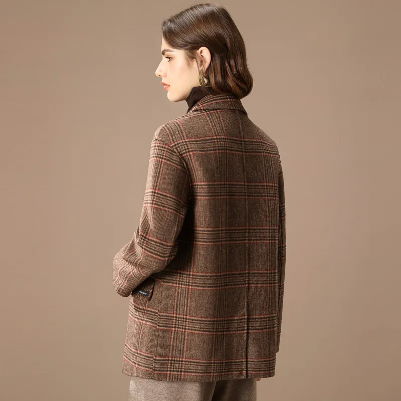 FENHONGMALI Business Suit Women's Red Line Plaid-2