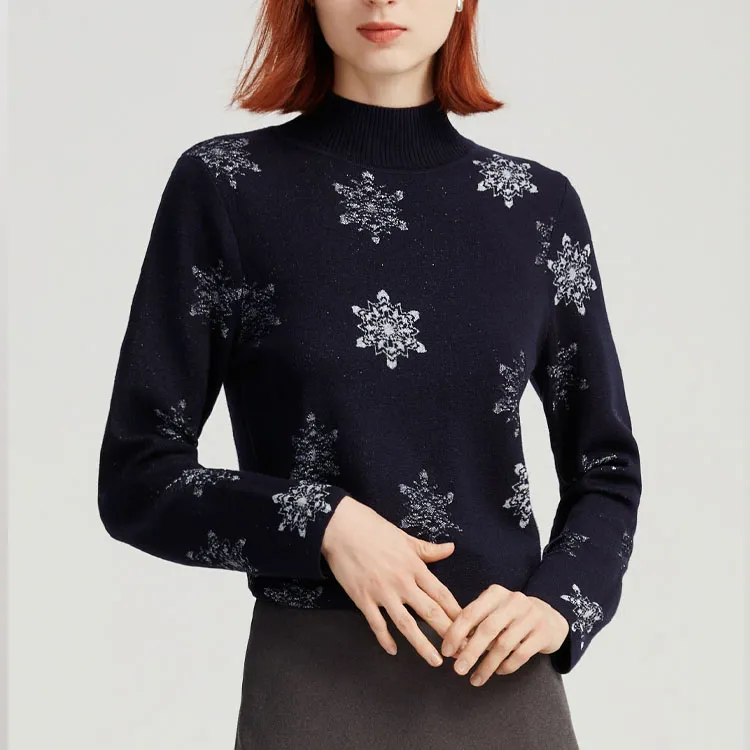 FINITY Sweaters Women's Navy Blue Jacquard-2