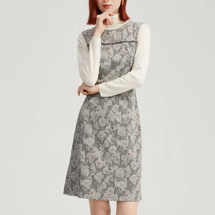 FINITY Sleeveless Dresses Women's Gray Jacquard-1