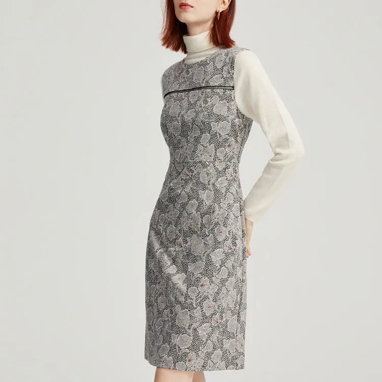 FINITY Sleeveless Dresses Women's Gray Jacquard-3