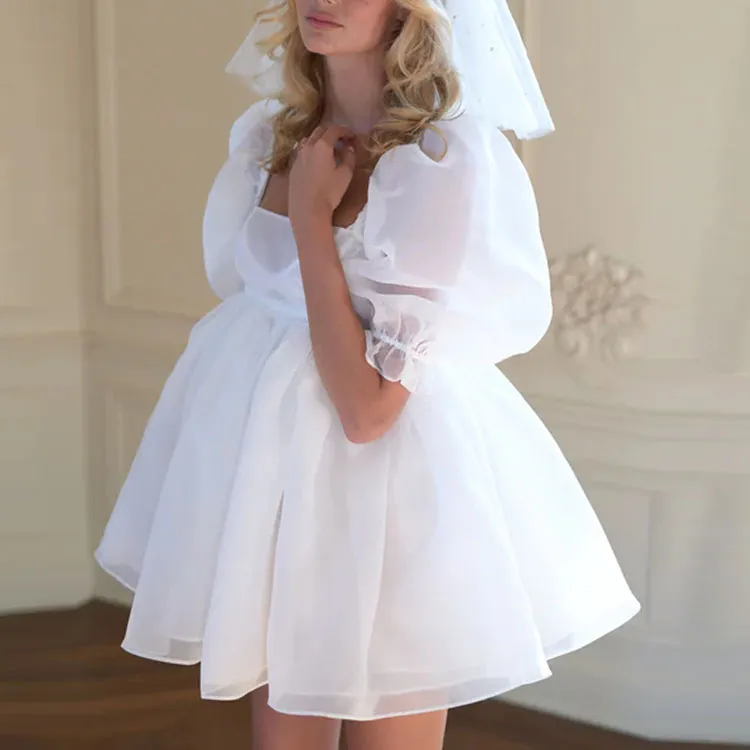 Selkie Short Sleeved Dresses Women's Pure White Dreamland-2
