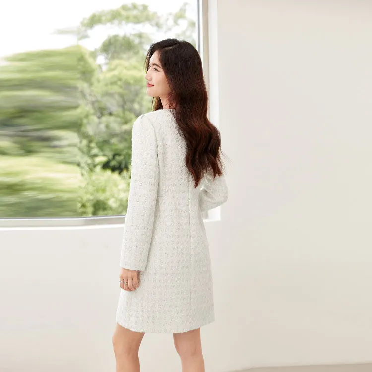 SENTUBILA Long Sleeved Dress Women's White-4