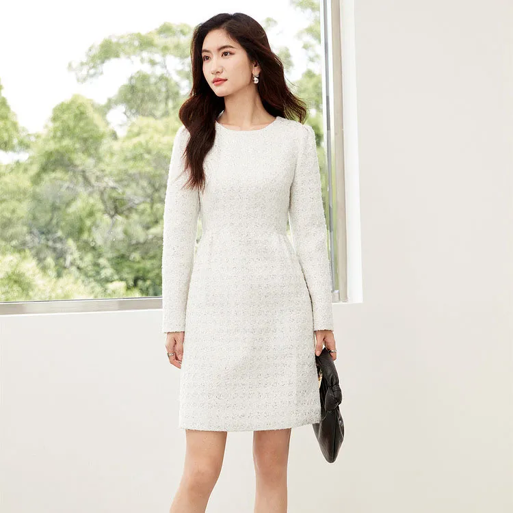 SENTUBILA Long Sleeved Dress Women's White-3
