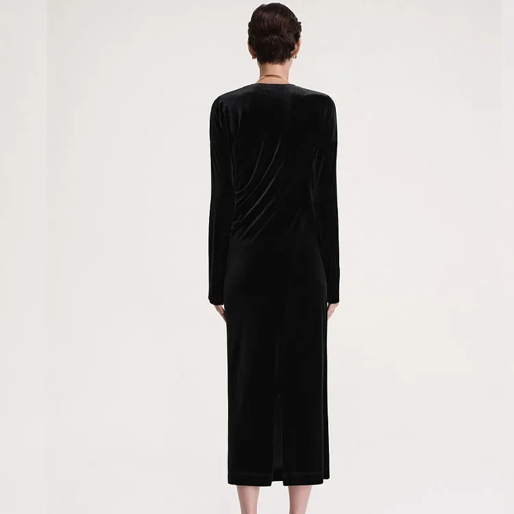 TOTEME Twisted Velvet Midi Dress-2