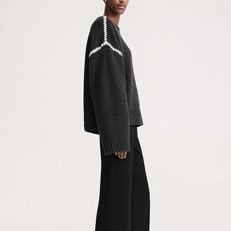 TOTEME Long Sleeved Crewneck Knitted Sweater-4