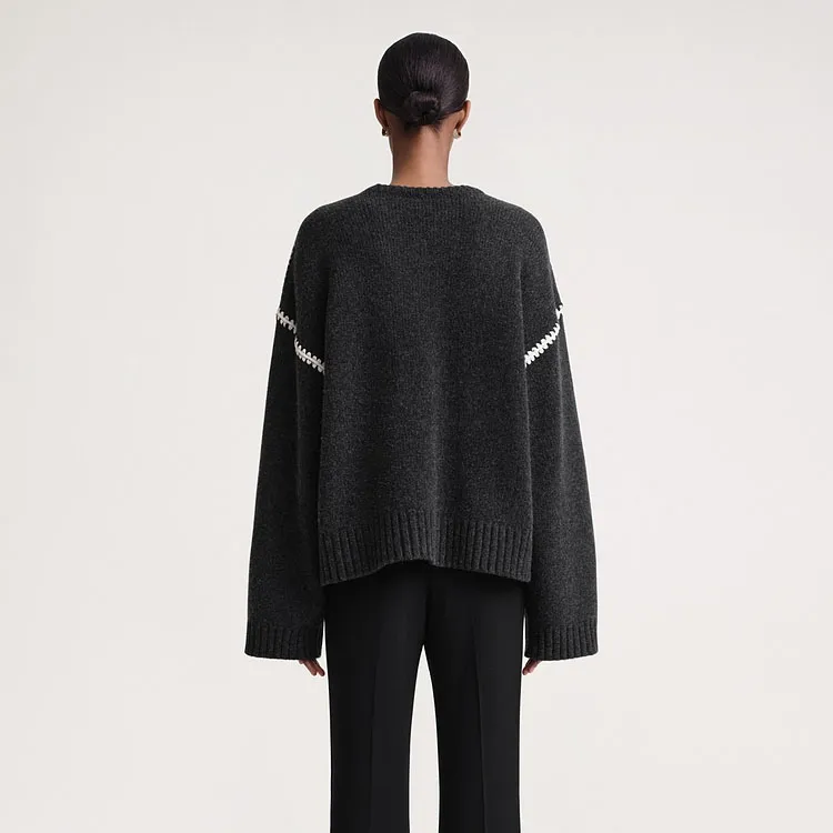 TOTEME Long Sleeved Crewneck Knitted Sweater-2