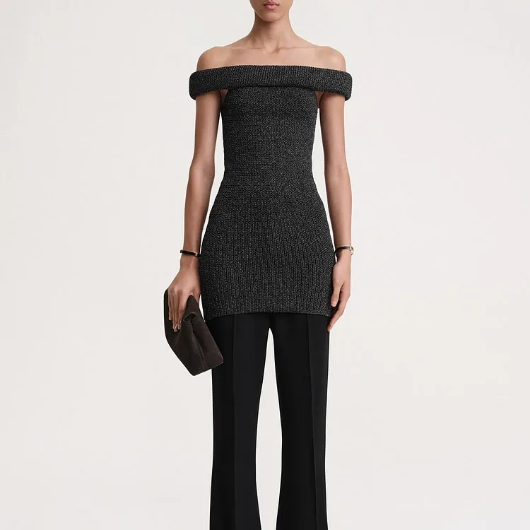 TOTEME Roll Off shoulder Knitted Top-1