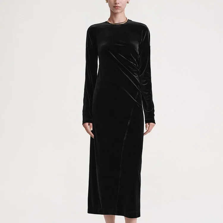 TOTEME Twisted Velvet Midi Dress-1