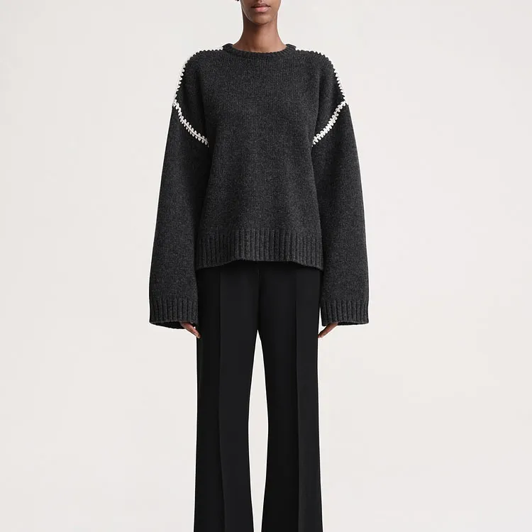 TOTEME Long Sleeved Crewneck Knitted Sweater-3