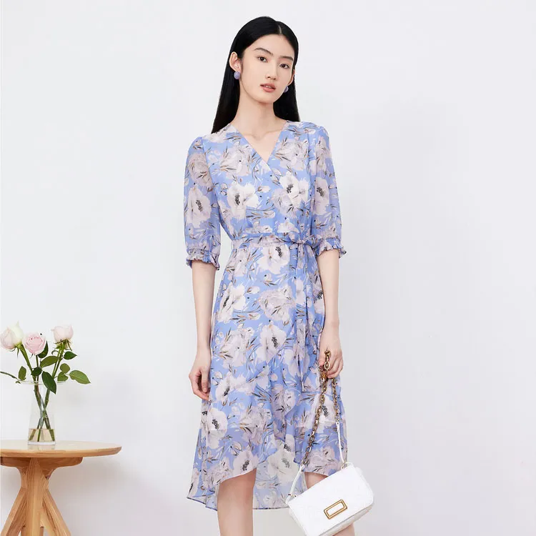 JZ Juzui Short-Sleeved Dresses Women's Floral Purple-1