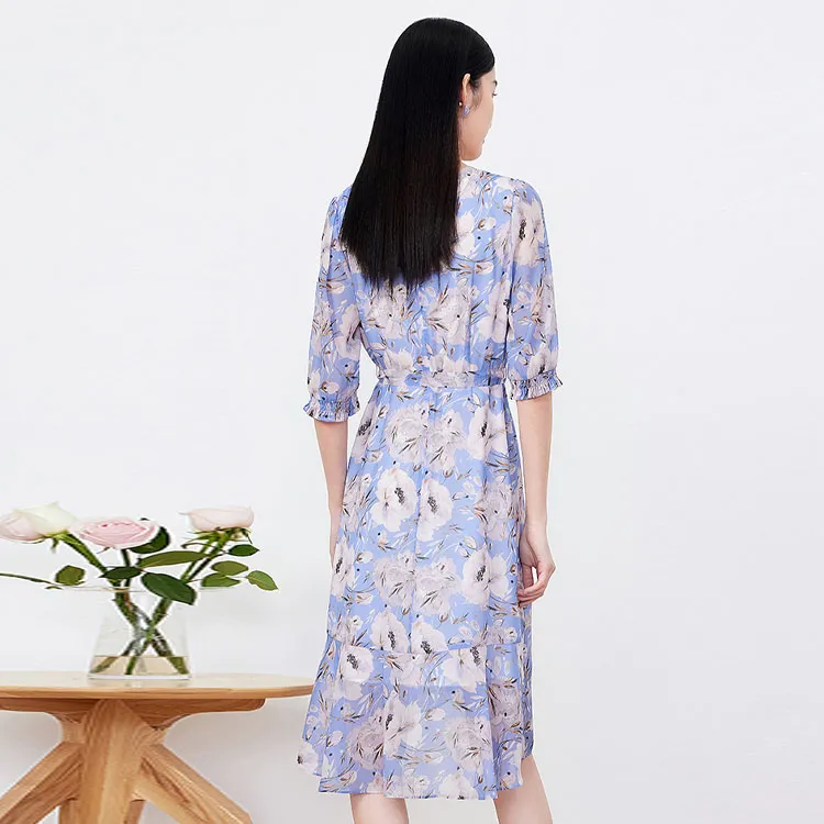 JZ Juzui Short-Sleeved Dresses Women's Floral Purple-2