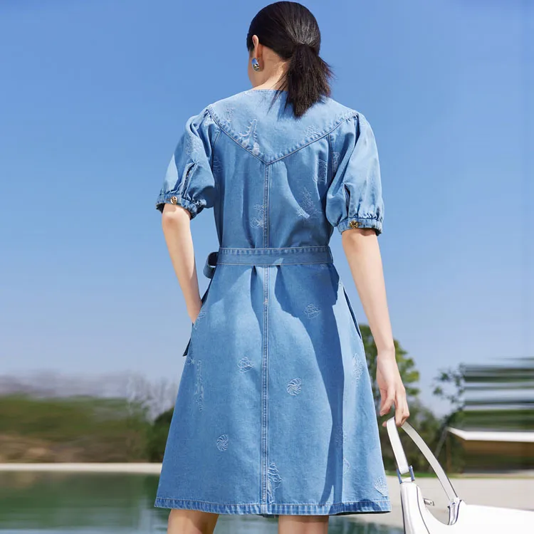 JZ Juzui Short Sleeved Dresses Women's Blue Shades-0