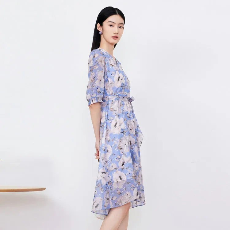 JZ Juzui Short-Sleeved Dresses Women's Floral Purple-3