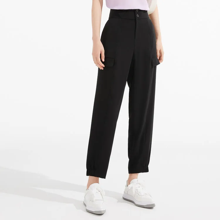 JZ. ANNAKRO Cargo Pants Women's Plain Black-3