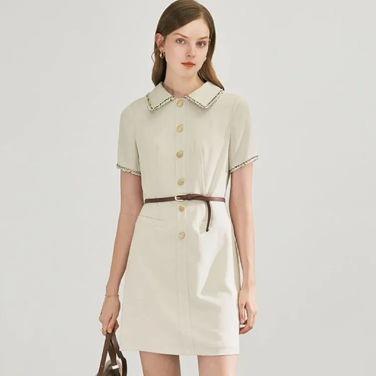 Famanxuan Short Sleeved Dress Women's Greige-1